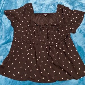 NWOT Torrid Black Floral Babydoll Shirt Size 2X